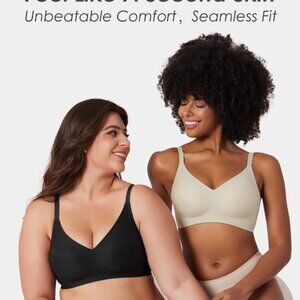Tarbo Seamless V-Neck Padded Wide Band Bra with Jelly Support – Comfort & Lift